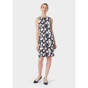 Hobbs London Moira Shift Dress Midnight Navy Blue Cream 8